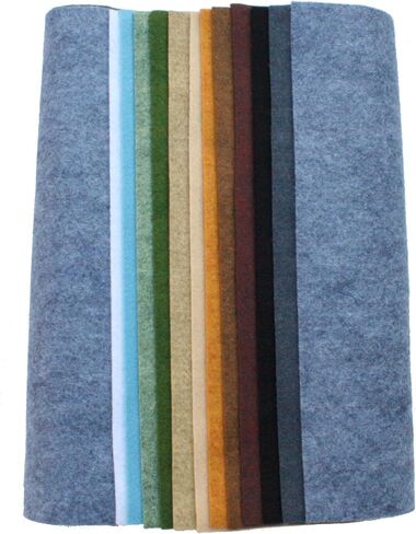 Wool Felt Blend (Merino Wool and Rayon, All Natural fibers), 12x18 inch, 12 Sheets (Green Shades) in Saudi Arabia