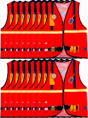 16 Pcs Kid Career Role Play Vest Costume Construction Fireman Police Soldier Vest Bulk for Kid Halloween Cosplay in Kuwait
