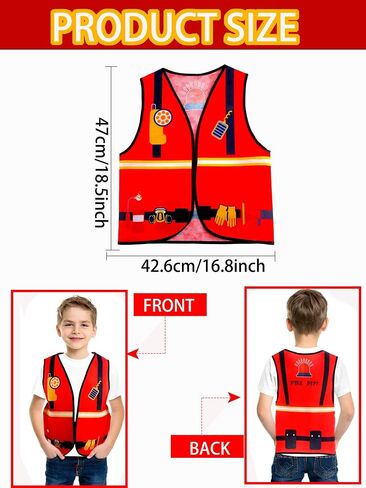 16 Pcs Kid Career Role Play Vest Costume Construction Fireman Police Soldier Vest Bulk for Kid Halloween Cosplay in Kuwait