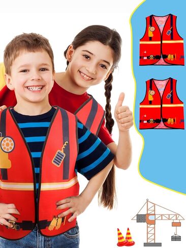16 Pcs Kid Career Role Play Vest Costume Construction Fireman Police Soldier Vest Bulk for Kid Halloween Cosplay in Kuwait