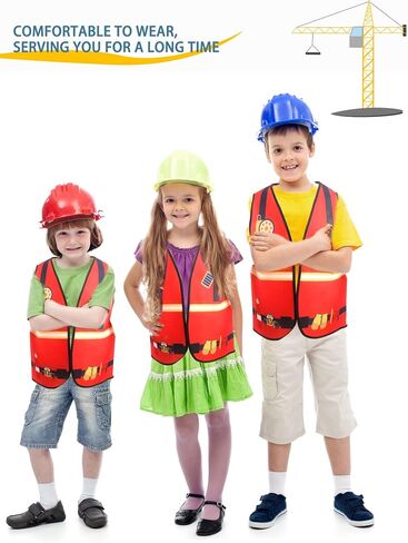 16 Pcs Kid Career Role Play Vest Costume Construction Fireman Police Soldier Vest Bulk for Kid Halloween Cosplay in Kuwait