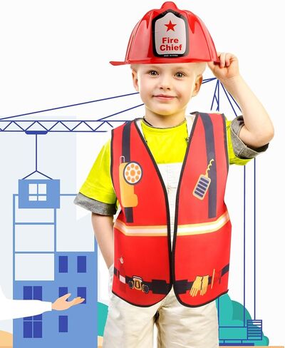 16 Pcs Kid Career Role Play Vest Costume Construction Fireman Police Soldier Vest Bulk for Kid Halloween Cosplay in Kuwait