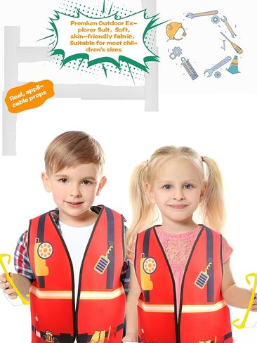 16 Pcs Kid Career Role Play Vest Costume Construction Fireman Police Soldier Vest Bulk for Kid Halloween Cosplay in Kuwait