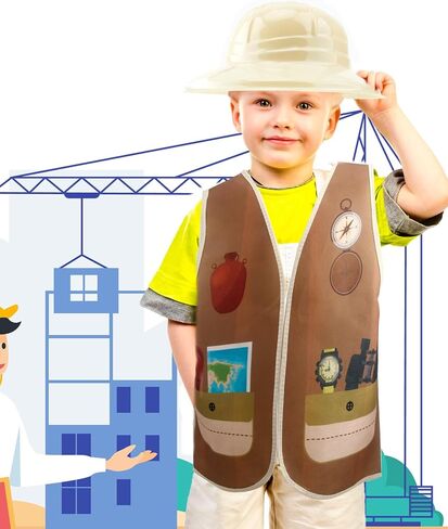 16 Pcs Kid Career Role Play Vest Costume Construction Fireman Police Soldier Vest Bulk for Kid Halloween Cosplay in Kuwait