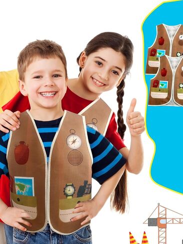 16 Pcs Kid Career Role Play Vest Costume Construction Fireman Police Soldier Vest Bulk for Kid Halloween Cosplay in Kuwait