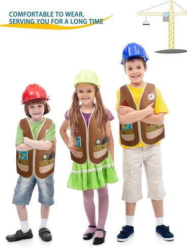 16 Pcs Kid Career Role Play Vest Costume Construction Fireman Police Soldier Vest Bulk for Kid Halloween Cosplay in Kuwait