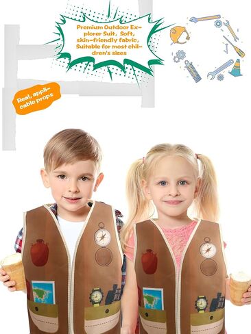 16 Pcs Kid Career Role Play Vest Costume Construction Fireman Police Soldier Vest Bulk for Kid Halloween Cosplay in Kuwait