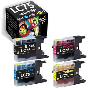 Compatible Ink Cartridge Replacement for Brother LC75 LC75XL for MFC-J435W MFC-J5910DW MFC-J625DW MFC-J825DW MFC-J835DW MFC J6510DW J6710DW J6910DW J280W J425W J430W Printer (4-Pack, BCMY)