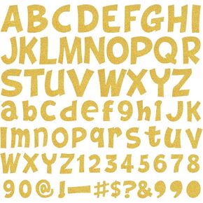216Pcs Glitter Bulletin Board Letters, Alphabet Number Poster Board Letters Punctuation with Adhesive Dots, Symbols Cutout Bulletin Board Decoration for Classroom School Office Wall Decor (Silver,4in)