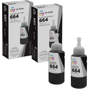 LD Products Compatible Ink Bottle Replacement for Epson 664 T664120 High Yield (Black, 2-Pack) Compatible with Printers ET-16500 ET-2500 ET-2600 L200 L300 L310 L365 L455 ET-16500 ET-4500 and More
