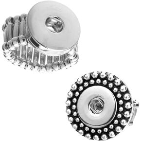 Duolai 2pcs 18mm Snap Buttons Rings Retro Simple Metal Ring Accessory Snap DIY Jewelry Charms Interchangeable Snaps for Personality Theme Party Gift