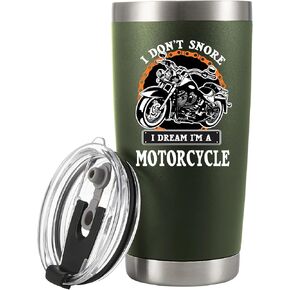 Panvola I Don't Snore I Dream I'm A Motorcycle Stainless Steel Tumbler Snorers Motorcyclist Gift Biker Rider For Dad Husband Boyfriend Uncle Travel Mug (30 oz, Black)