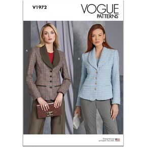 Vogue Misses' Semi-Fitted and Lined Jacket Sewing Pattern Kit, Design Code V1972, Sizes 16-18-20-22-24