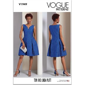Vogue Misses' Lined Dress Sewing Pattern Packet by Tom and Linda Platt, Design Code V1949, Sizes 18-20-22-24-26, Multicolor