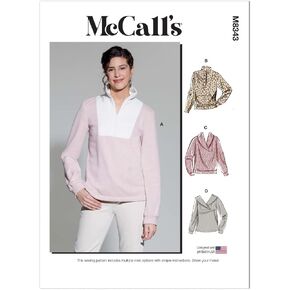 McCall's Misses' Pull-Over Top Sewing Pattern Kit, Design Code M8343, LRG-XLG-XXL, Multicolor
