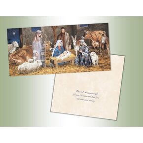Lux Press LPG Greetings PREMIUM USA-MADE BOXED CHRISTMAS CARDS OF NATIVITY SCENE WITH BIBLE VERSE (O Holy Night)