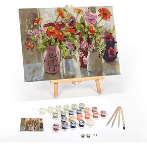Ledgebay DIY Paint by Numbers Kit for Adults Framed Canvas Beginner to Advanced Paint by Numbers Kit, Kits Include Acrylic Paint Set, Brushes & Tabletop Easel (Hummingbird 16" x 20" Framed)