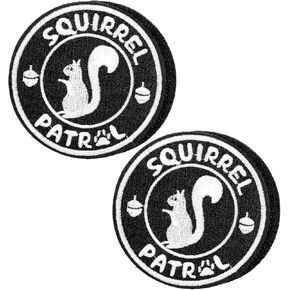 Mabor 2Pcs Squirrel Patrol Patch Funny Hook and Loop Patch Embroidered Patch Cute Animal Meme Patch for Dog Vest Dog Harness Backpack Gym Bags Hats Helmets
