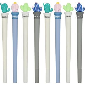 8 PCS Novelty Cactus Pens Floral Gel Pen Silicone Flower Rollerball Pens With Black Ink Gel Pens 0.5mm For School Office Home Stationery Store