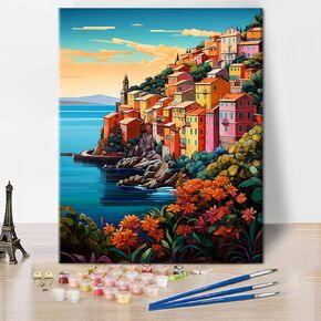 Rebotipy Paint by Numbers Dragon, Moon and Flowers Paint by Number for Adults, Dark Background Adult Paint by Number Kits on Canvas Drawing Paintwork with Paintbrushes 16x20 Inch Without Frame