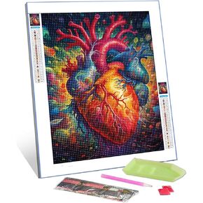 Graffiti Human Heart Diamond Painting for Adults s,Multicolor Human Organ DIY 5D Full Drill Crystal Paintwork 16x12 inch, Healthcare and Medical HD Canvas Diamond Craft Home Decor Pop(DIY Frame)
