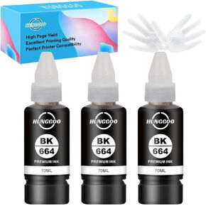 664 Ink Refill Bottles Compatible with Epson 664 Ink Refill Bottles Work with ET-2650 ET-2500 ET-2550 ET-2600 ET-4500 Printers (Epson Ink 664 Black, Cyan, Magenta, Yellow, 5 Pack)