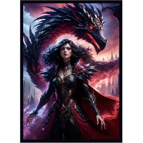 100 PCS MTG Card Sleeves with 100 PCS Perfect Fit Sleeves, Art Matte Card Sleeves with Inner Sleeves - Fit Standard Size Cards - Dragon and Enchantress