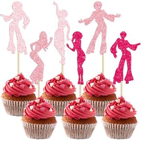 Gyufise 24Pcs 70's Disco Dancing Cupcake Topper 70's Disco Cake Decorations Disco Cupcake Picks for Disco Ball Music Theme Party Birthday Party Wedding Party Decorations
