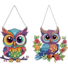 LFMU 2 Pack Diamond Art Painting Kits,Special Shaped Rhinestone Gem Art Window Pendants,Home Garden Wall Hanging Decor Kits Single-Sided Printed