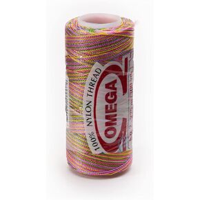 Nylon NO.2 [Variegated] by Omega - Strong 100% Nylon String Cord for Fine Crochet and Crafts - Color: 76 Polly Pocket