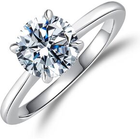 Elio Passero Engagement Rings,S925 Sterling Silver Solitaire 3CT CZ Engagement Rings Round/Oval/Pillow-shaped/Rectangular Promise Engagement Wedding Bands with Side Stones for Women Couple Rings Size4-10