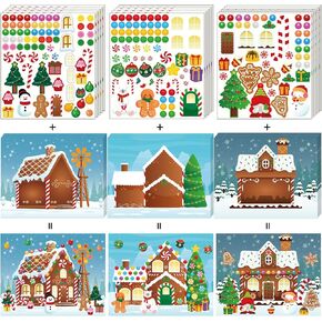 32PCS Make a Gingerbread House Stickers for Kids - Christmas Party Game/Craft/Activity/Favor/Supplies -16 Finished Products