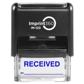 AS-IMP1116K - Received Stamp with by: Line, Black Ink, Heavy Duty Commerical Self-Inking Rubber Stamp, 9/16" x 1-1/2" Impression
