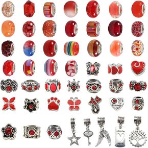 TOAOB 100pcs Assorted Glass European Large Holes Beads Spacer Lampwork Craft Beads Rhinestone Metal Beads for DIY Charms Bracelet Necklace Jewelry Making
