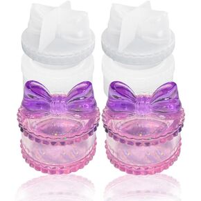 2 Set Bows Storage Box Mold, Small Round Resin Box Molds with Lids Ring Holder Resin Mold Trinket Container Epoxy Resin Casting Molds for Rings Earrings