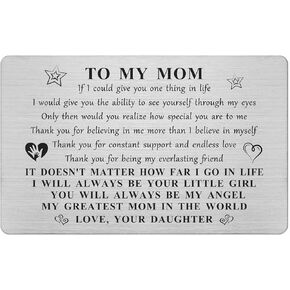 Yobent Mom Gifts from Daughter, Happy Birthday Mom Gift Card, Personalized Thank You Mom Christmas Gift for Women, I Love My Mom Present
