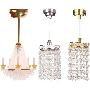 LUOZZY 3 Pcs Dollhouse Chandelier Light Ceiling Candle Chandelier Miniature Chandeliers for Dollhouse Led Chandelier