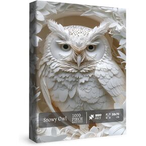 White Owl Puzzles 1000 Pieces for Adults, 3D Bird Paper Cut Art Jigsaw Puzzle Jungle Animal, Challenging Puzzles Hard Puzzle for Family Decorations