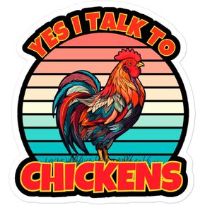ملصق تذكاري من Yes I Talk to Chickens ملصق فينيل صغير مقاوم للماء لزجاجة المياه وكوب جواز السفر وكتاب القصاصات والكمبيوتر المحمول ولوح التزلج والكمبيوتر المحمول مقاس 4 بوصات هدية مضحكة ID44990 in Saudi Arabia