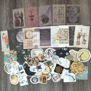 Vintage Scrapbooking Supplies Material Paper Decorative Sticker Set Retro Building Label Bill Ticket Tag Map Decoration for Journal Planner Envelope Letter Card DIY Project Arts Embellishment