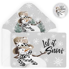 Artoid Mode 24 Pack Let It Snow Thank You Cards Snowflake Snowman Greeting Cards Gift With Envelope Sticker Blank Note Cards for Birthday Wedding Baby Shower Bridal Shower, 4 x 6 Inch