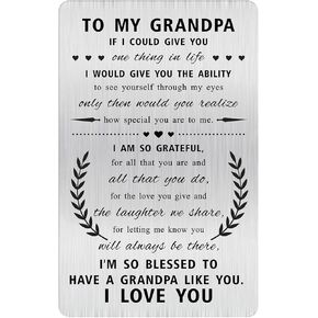 Alotozo Best Grandpa Christmas Gifts for Men, Thank You Grandfather Christmas Card, Engraved Steel Fathers Day Decoration Gift Ideas from Grandchildren