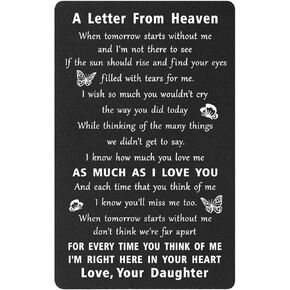 ENGZHI Sympathy Card for Loss of Father - A Letter from Dad In Heaven - Dad Memorial Gifts for Loss of Father, Engraved Wallet Card