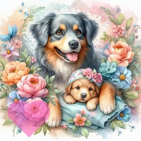 Acudotr Diamond Painting Kits for Adults, 5D DIY Dog Diamond Art Kits for Beginners, Full Drill Diamond Painting Kits for Home Wall Decor, 12x12 Inch