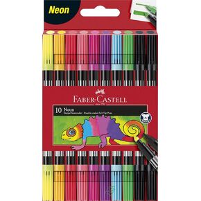 Faber-Castell Neon Double-Ended Felt Tip Pens - Set of 10