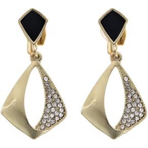 Women's Black Ear Clips Clip On Earrings Non Pierced Earrings for Brides, Bridesmaids, Prom and Wedding