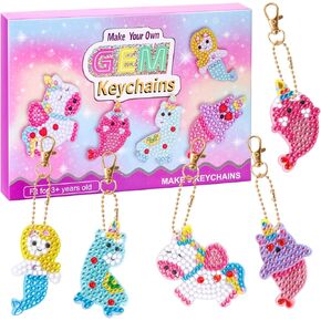 MEIEST Gem Diamond Art Painting Key Chains Kit,Art and Crafts Set
