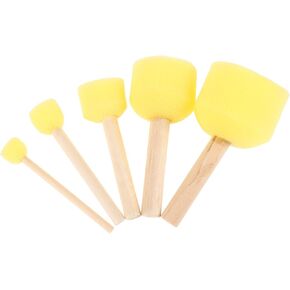 Tofficu 5pcs Sponge Paint Brush: Foam Paint Brushes, Pottery Sculpture Sponge Holder, Sponge Stick Pottery Sponge with Wood Handle, Ceramic Throwing Stick Pottery Trimming Tools for Artist Clay
