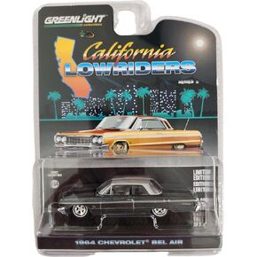 Greenlight 63070-D California Lowriders Series 6-1964 Chevy Bel Air - Dark Gray Metallic & Silver Metallic 1:64 Scale