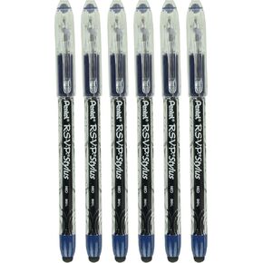 Pentel BK91L-C R.S.V.P. Stylus Medium Ballpoint Blue Ink Pens - 6 Pack